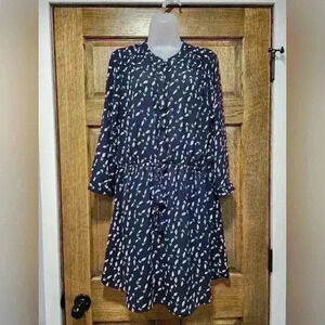 DR2 Dress Women's SZ L Chiffon Type Fully Lined Elastic Drawstring Waist  Floral